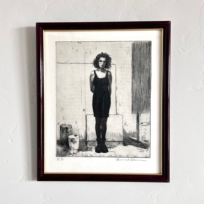 Woman in black etching 11” x 13”