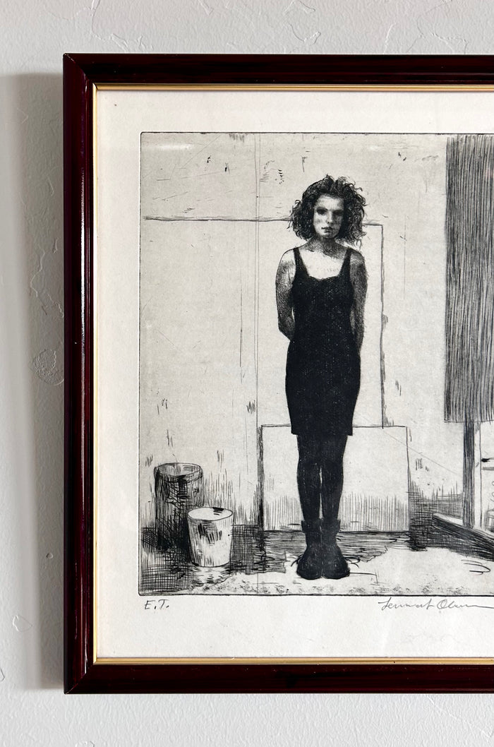 Woman in black etching 11” x 13”