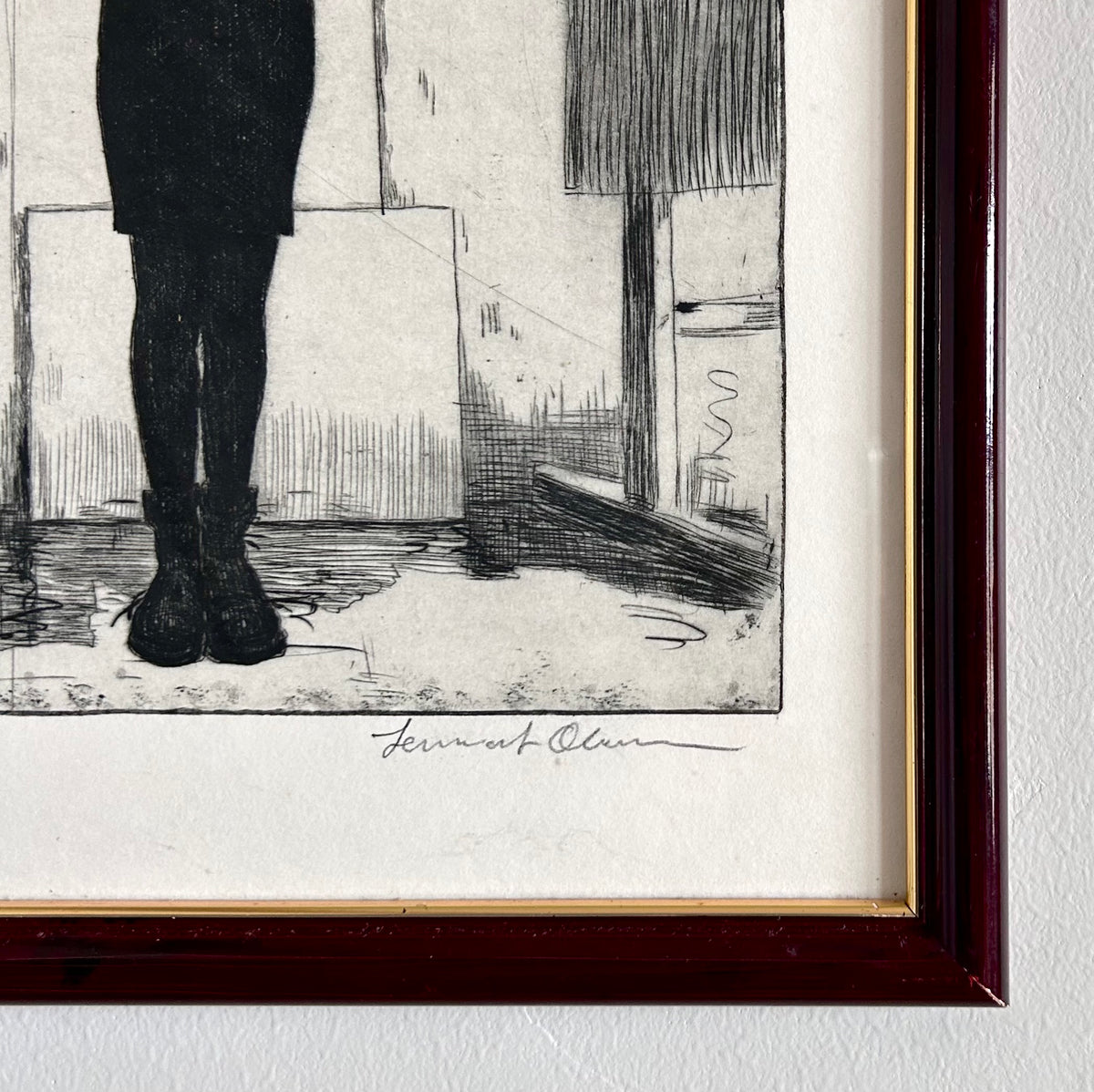 Woman in black etching 11” x 13”