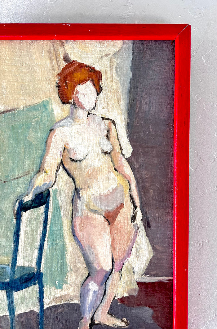 Red framed nude 10.5” x 14”