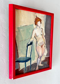 Red framed nude 10.5” x 14”