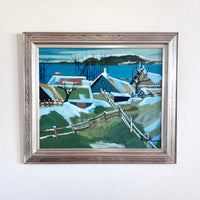 Snowy lake cabins 29.5” x 25.5”