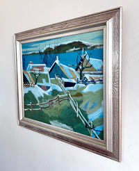 Snowy lake cabins 29.5” x 25.5”