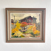 Fall cottage scene 28.5” x 25”