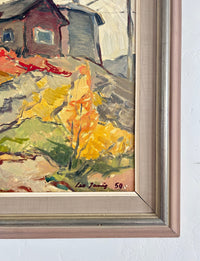 Fall cottage scene 28.5” x 25”