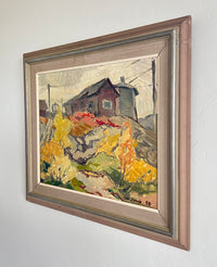 Fall cottage scene 28.5” x 25”