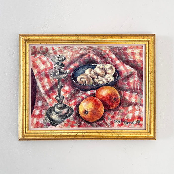 Checkered tablecloth still life 16" x 12.5"