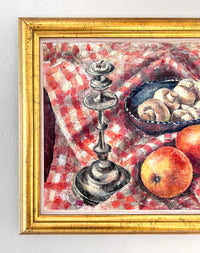 Checkered tablecloth still life 16" x 12.5"