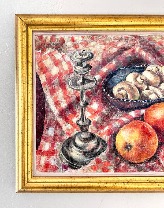 Checkered tablecloth still life 16" x 12.5"