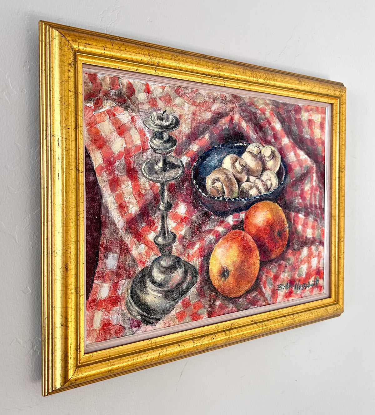 Checkered tablecloth still life 16" x 12.5"