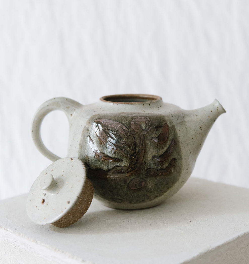 Carved clay teapot – Loom + Kiln