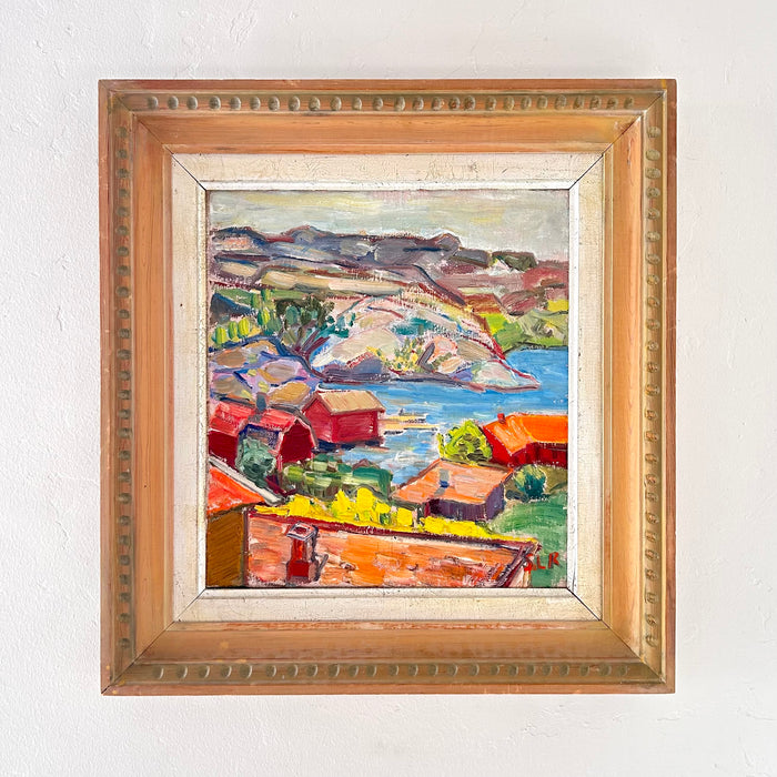 Red houses on the coast 18" x 19.5"