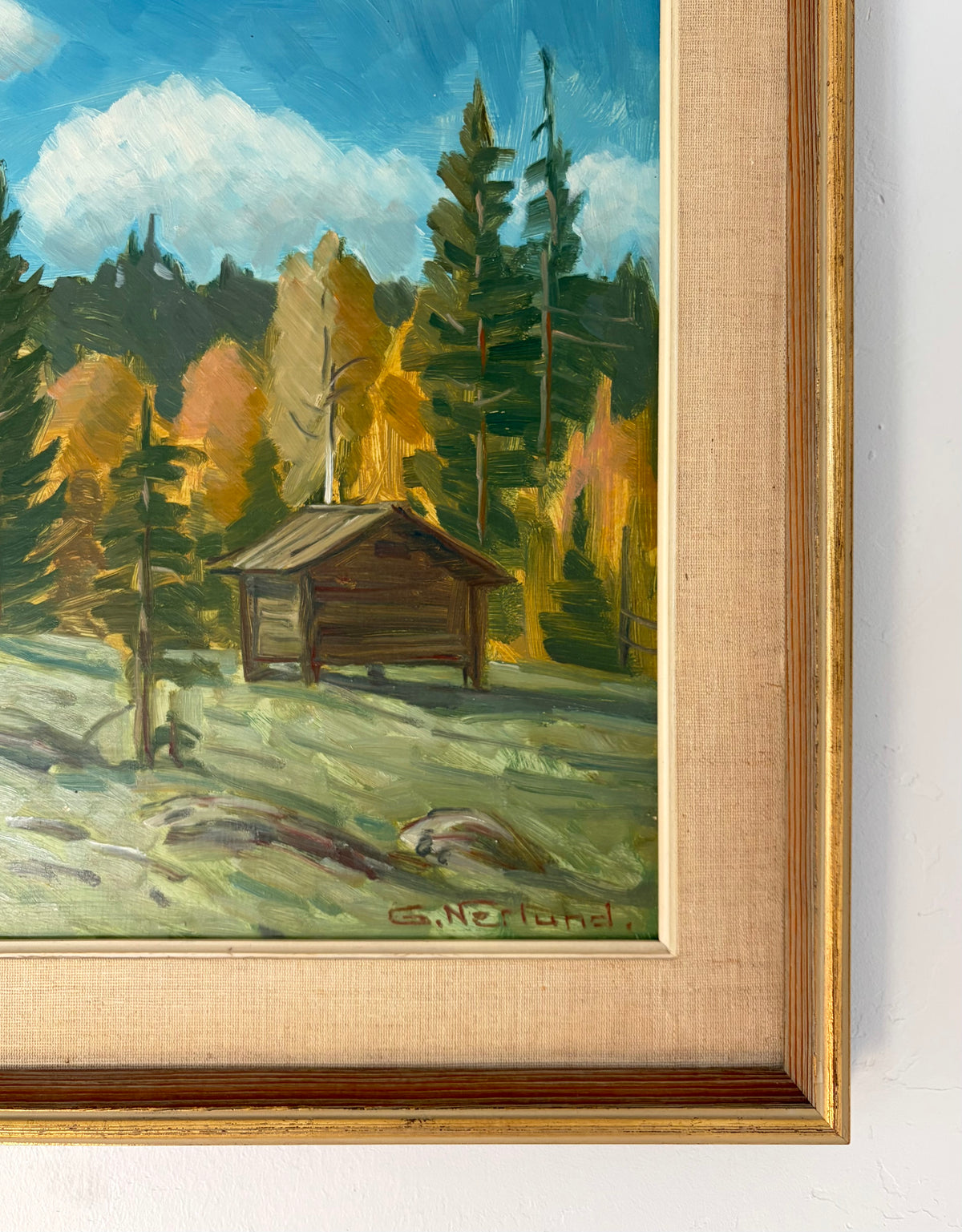 Log cabin scene 23” x 19.5”
