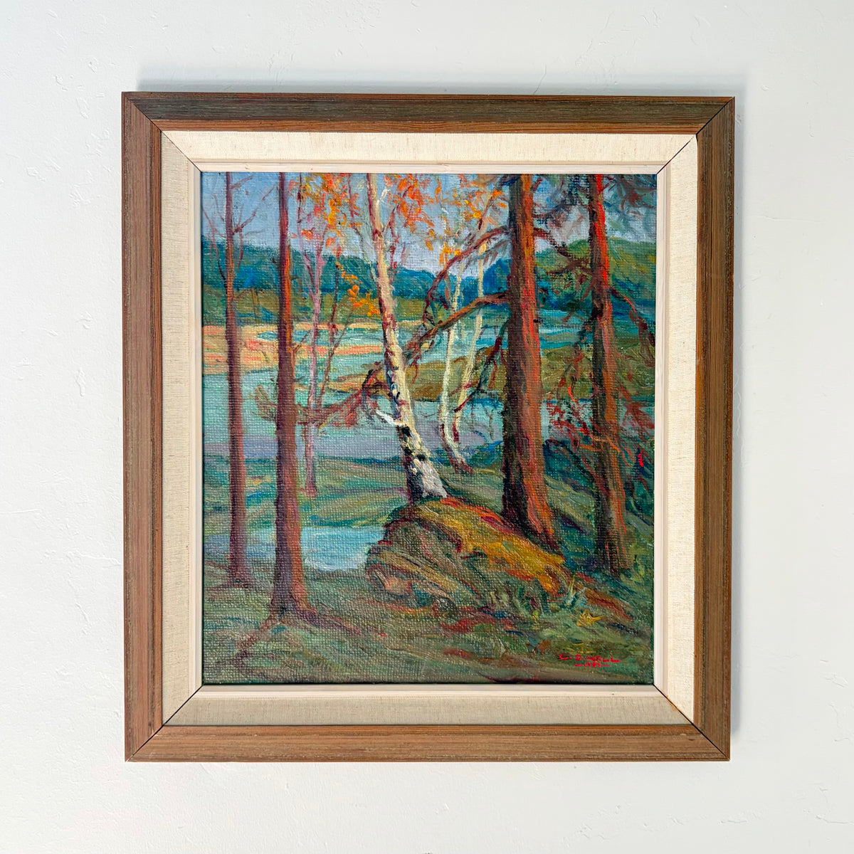 Colorful lakeside trees 18.5” x 20”