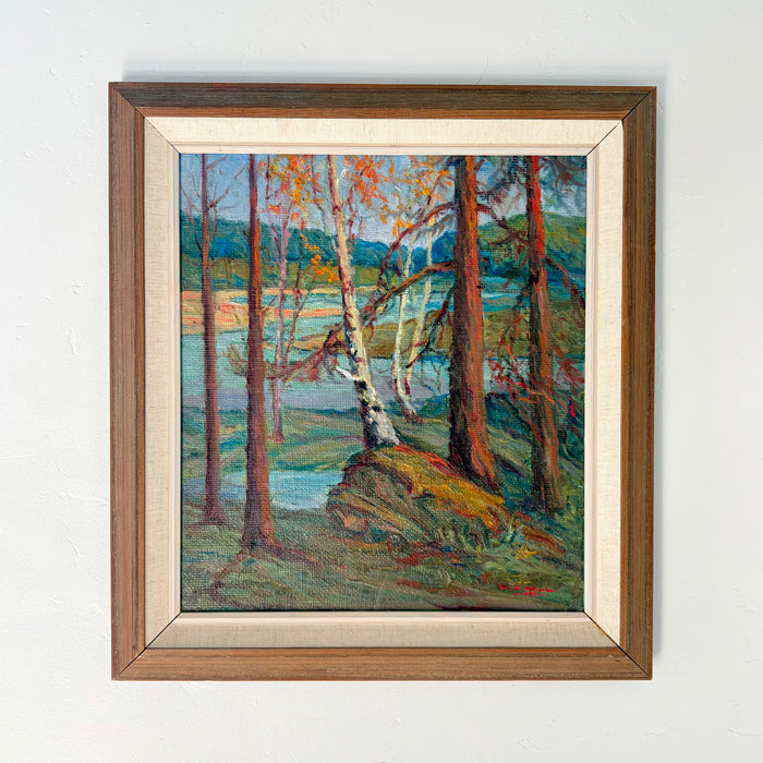 Colorful lakeside trees 18.5” x 20”
