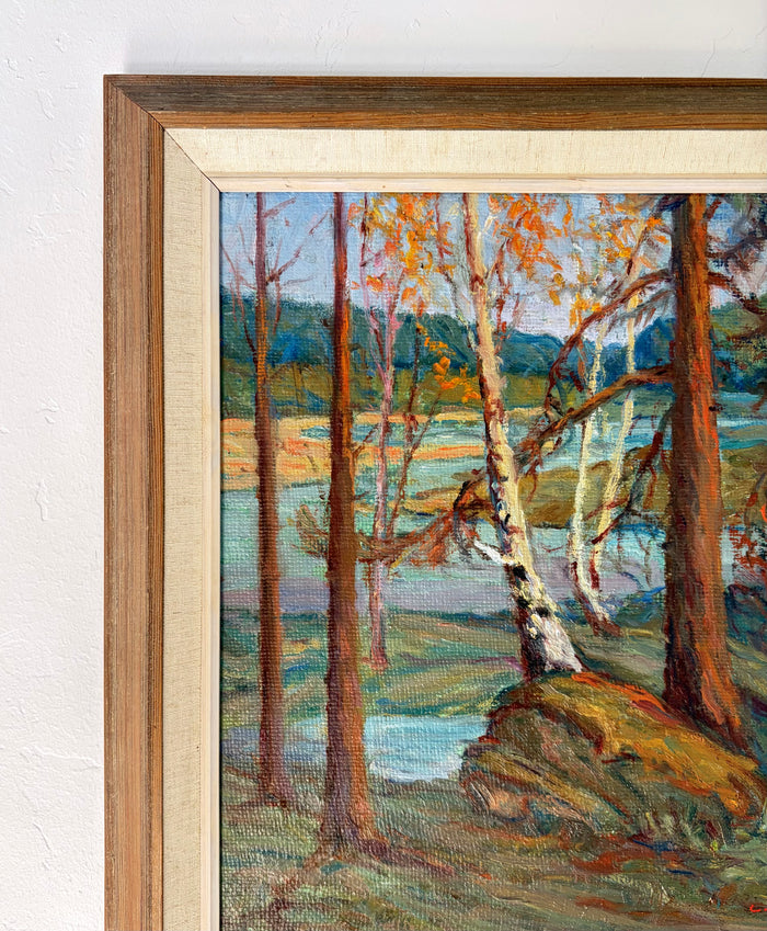 Colorful lakeside trees 18.5” x 20”