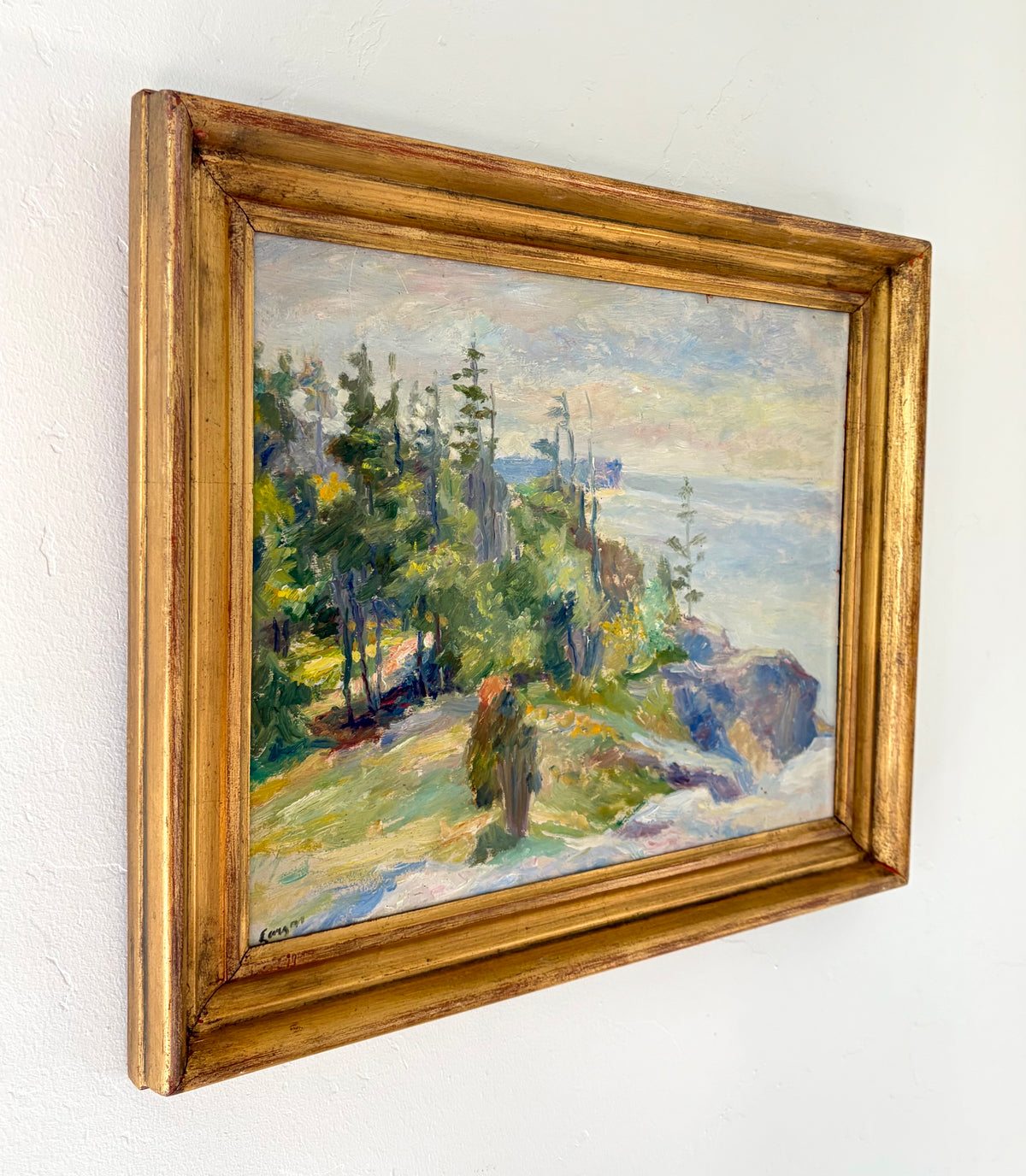 Impressionist trees by the sea 20” x 16.5”