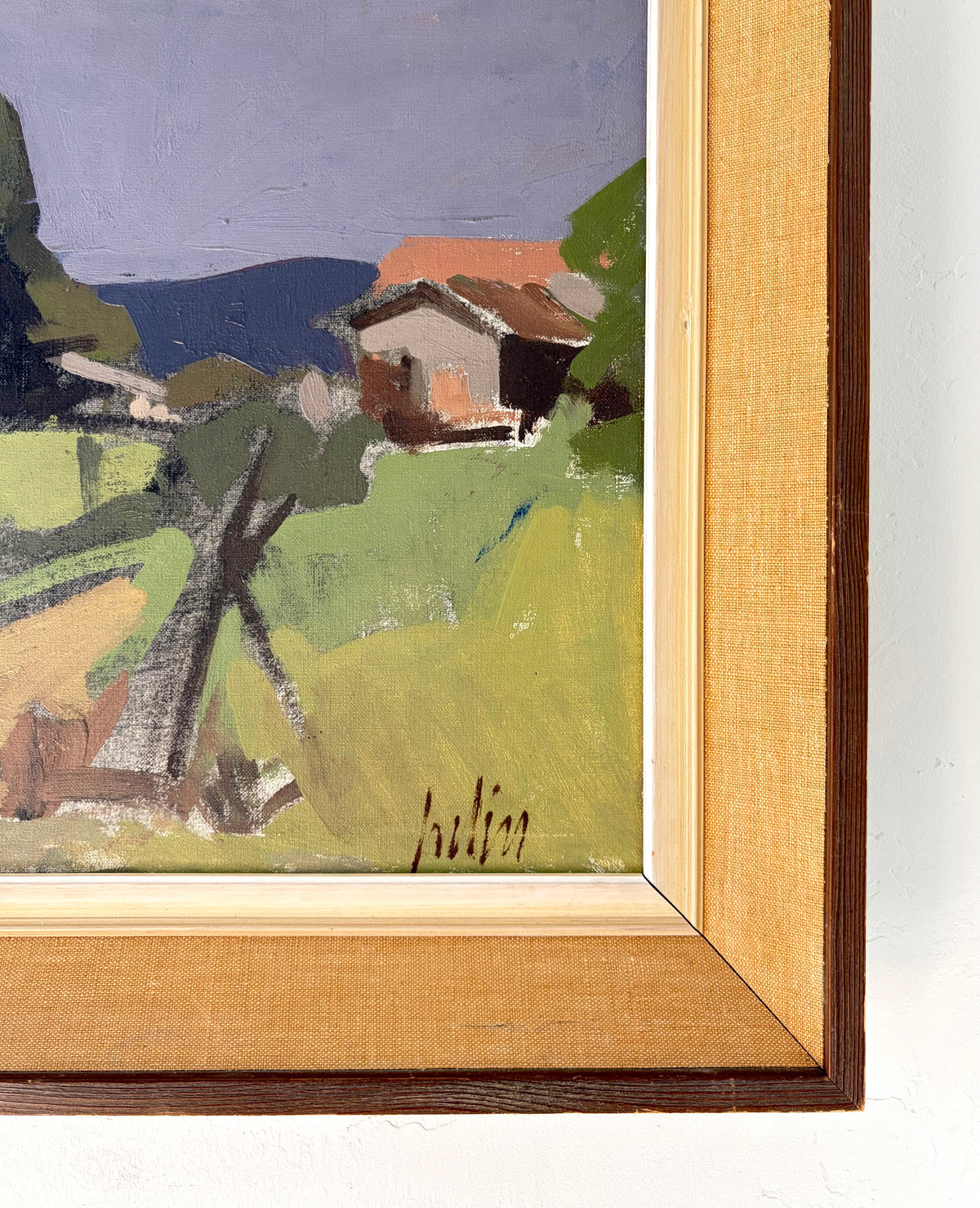 MCM abstract cabins 23.5” x 20.5”