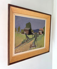 MCM abstract cabins 23.5” x 20.5”