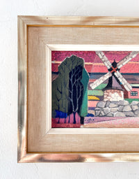 Cubist windmill at sunset 24" x 13"