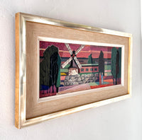 Cubist windmill at sunset 24" x 13"