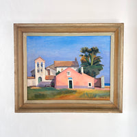 Pink church and palm trees 27" x 22.5"