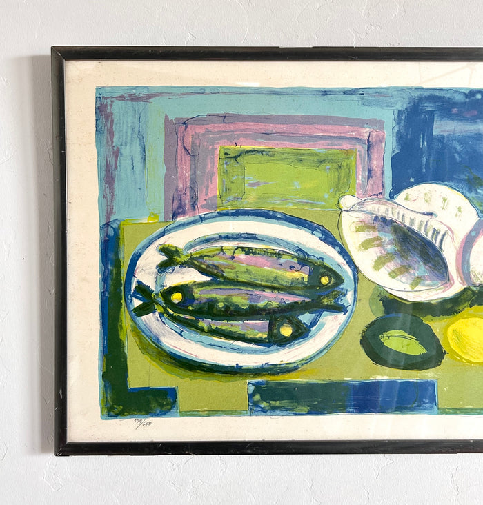 Conch shell and sardines 24.5” x 17.5”