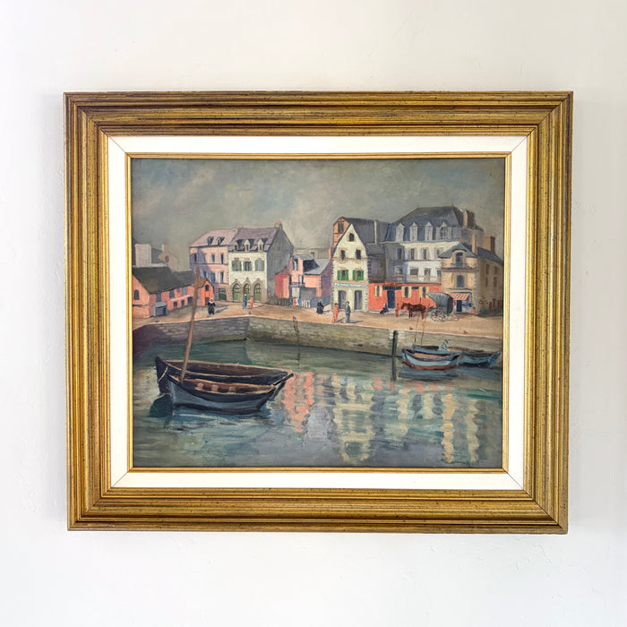 European port town 28" x 24.5"