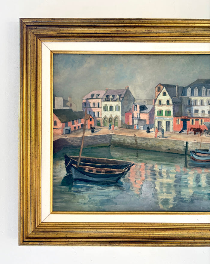 European port town 28" x 24.5"