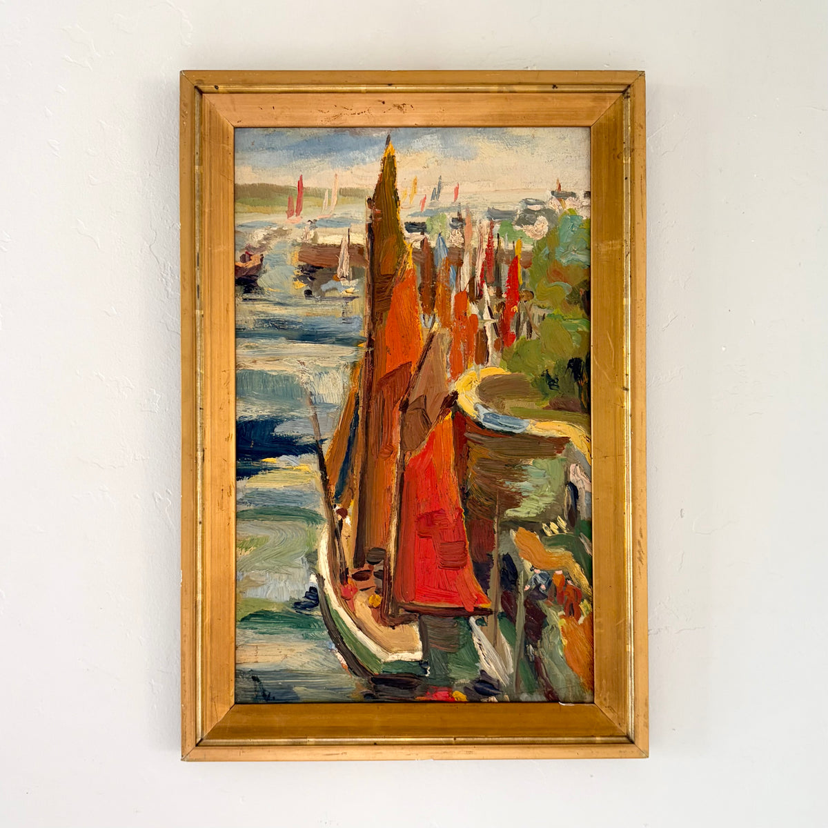 Abstract red boats 11.5” x 17”