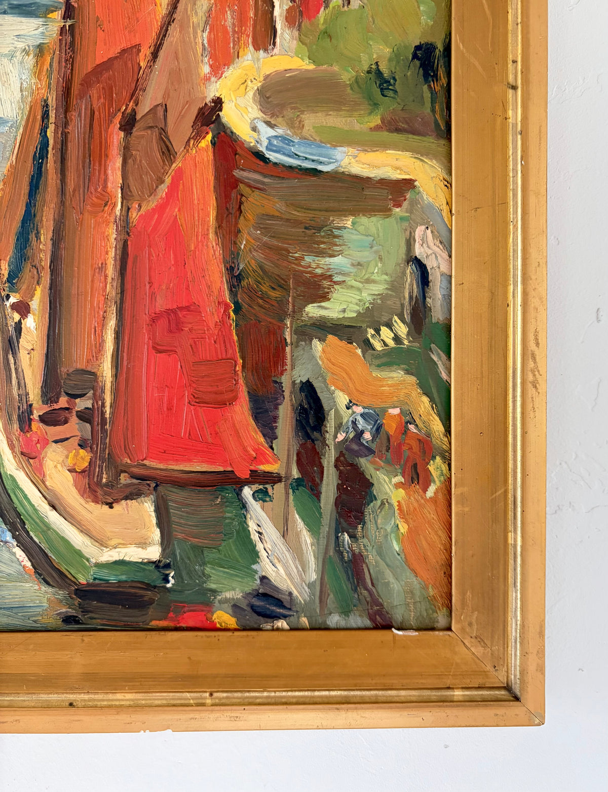 Abstract red boats 11.5” x 17”