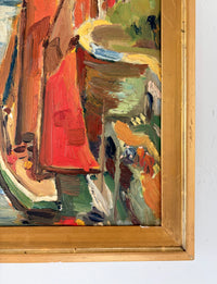Abstract red boats 11.5” x 17”