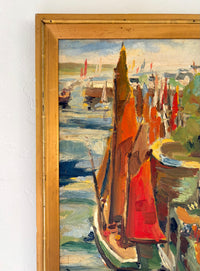 Abstract red boats 11.5” x 17”