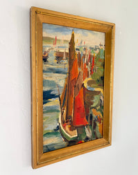 Abstract red boats 11.5” x 17”