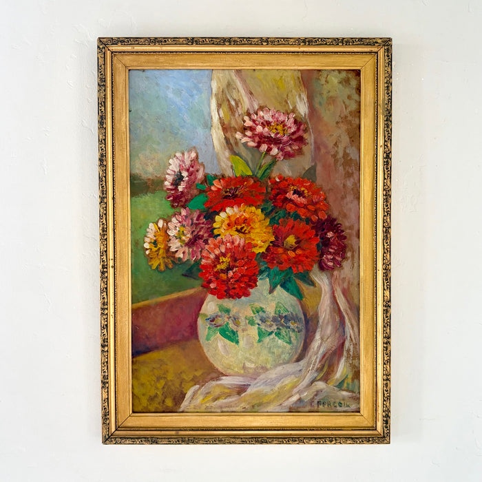 Folk jug with flowers 15” x 21”