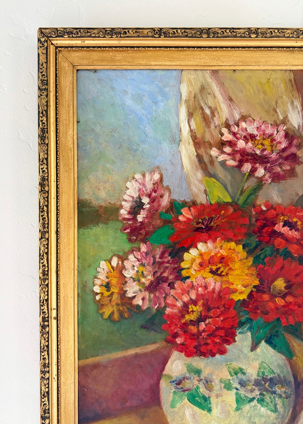 Folk jug with flowers 15” x 21”