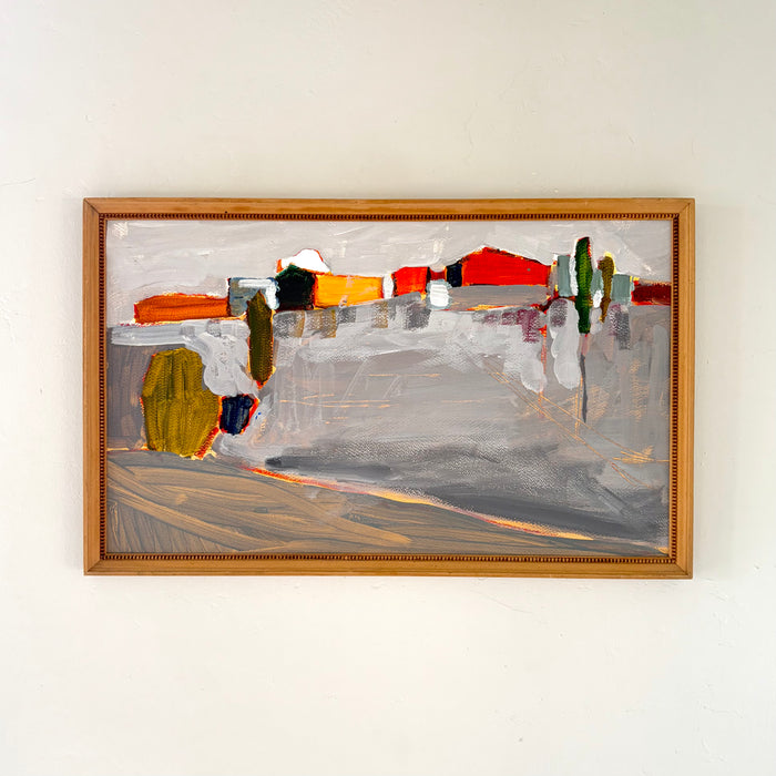Abstract homes on a hill 23” x 14”