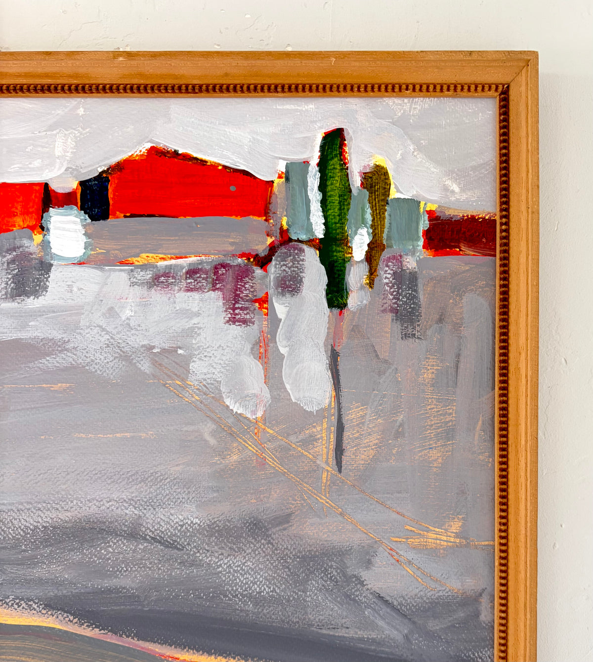 Abstract homes on a hill 23” x 14”