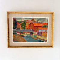 Mid century colorful town 23” x 18”