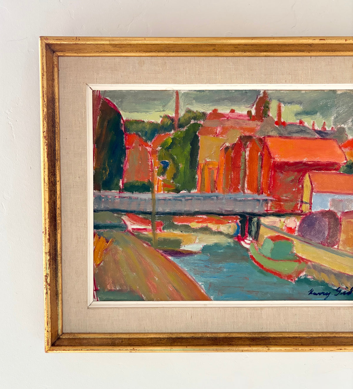 Mid century colorful town 23” x 18”
