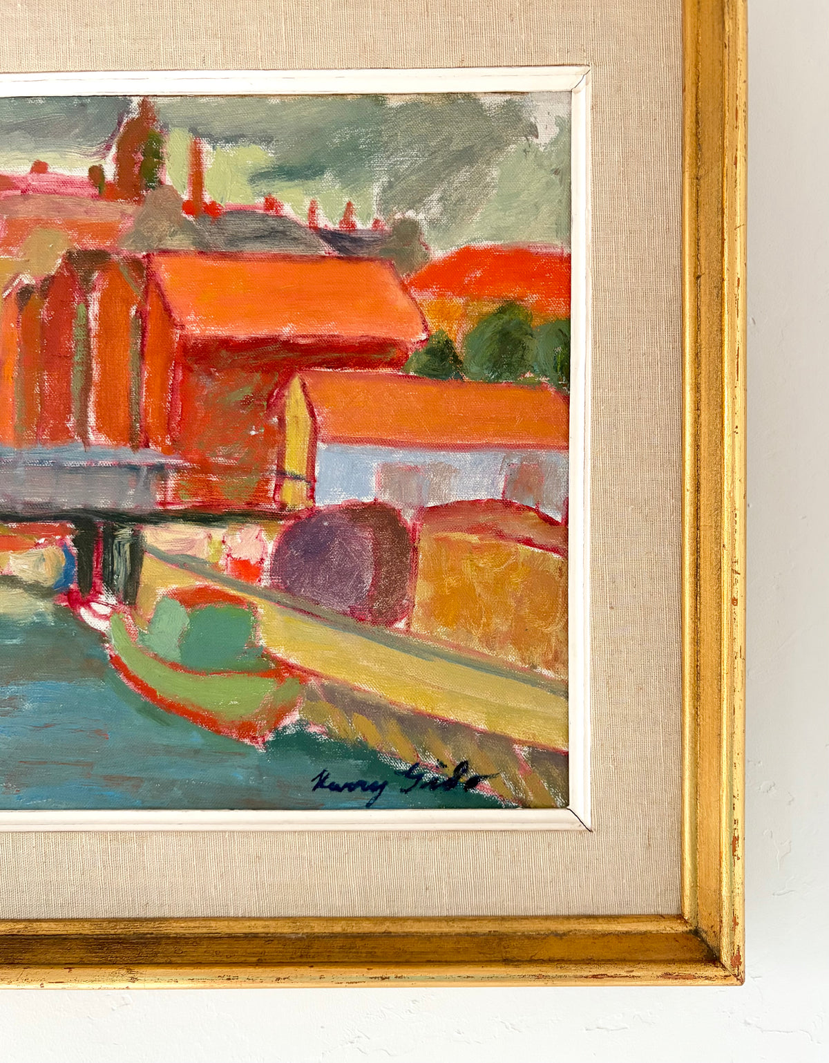 Mid century colorful town 23” x 18”
