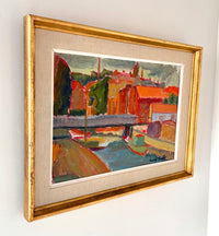 Mid century colorful town 23” x 18”
