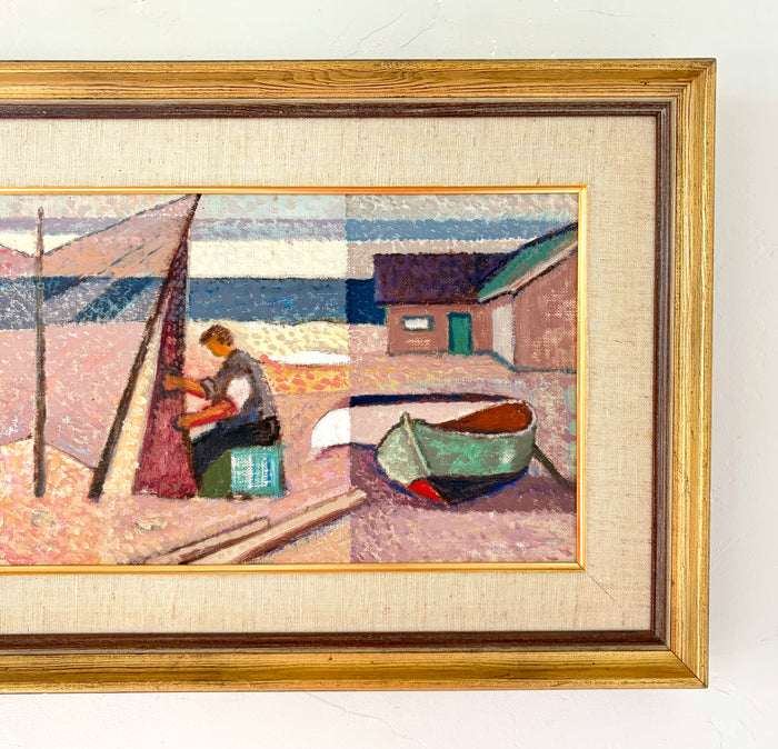 Pointillism fisherman 22" x 12.5"