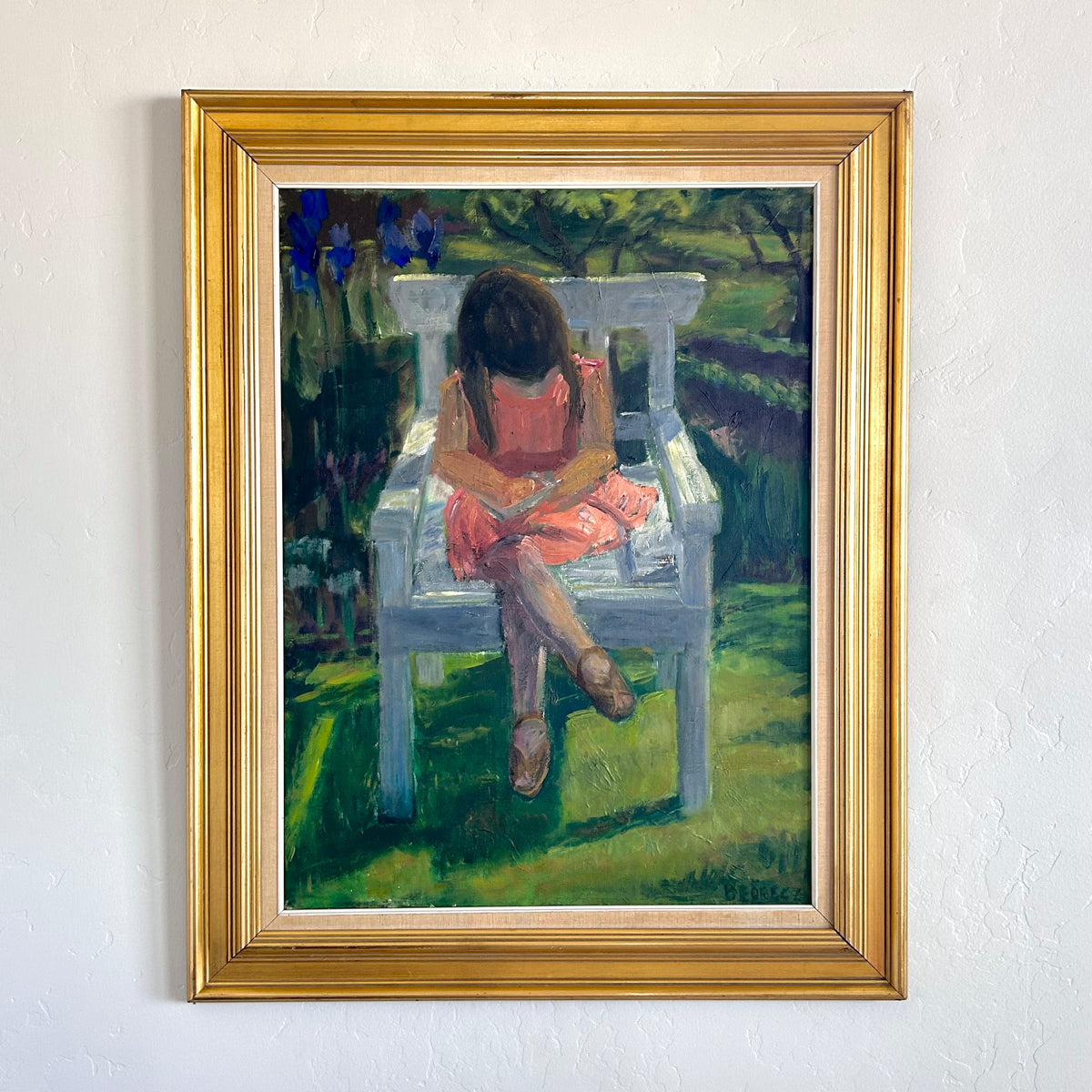 Girl writing in the garden 29.5” x 37”