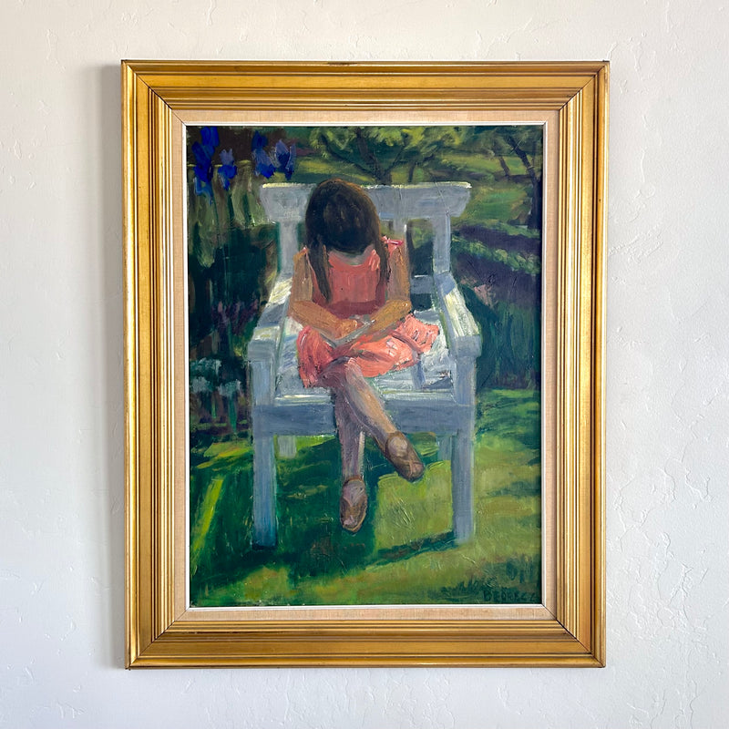 Girl writing in the garden 29.5” x 37”