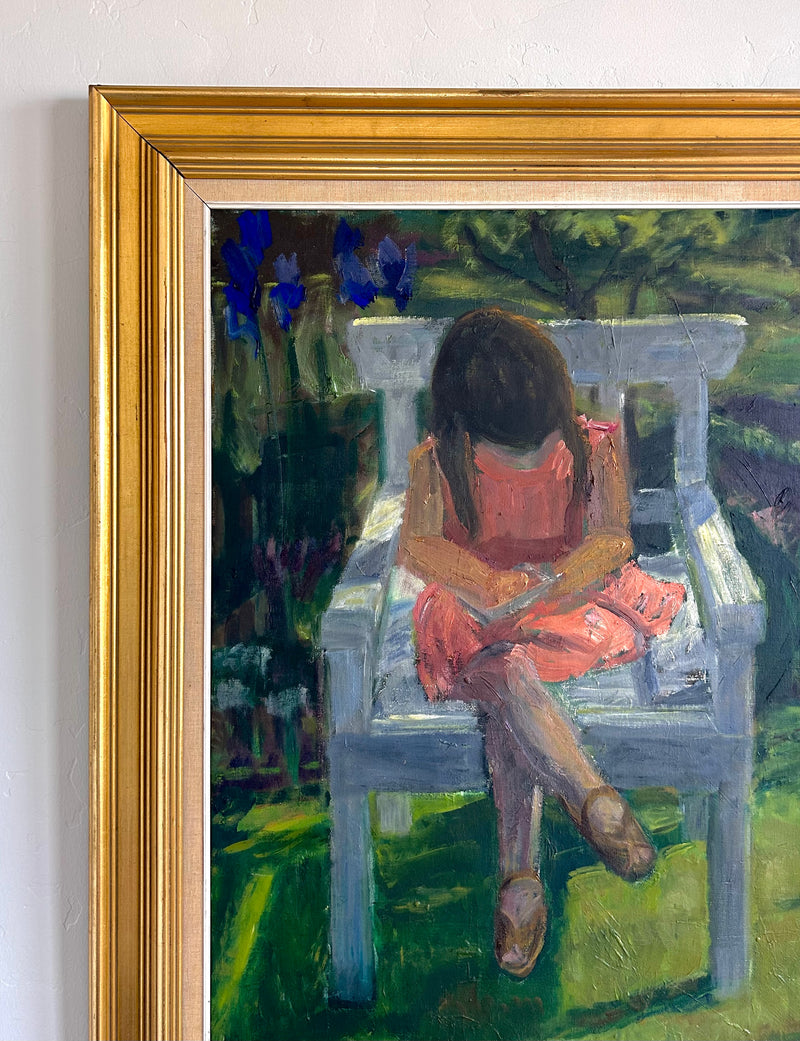 Girl writing in the garden 29.5” x 37”