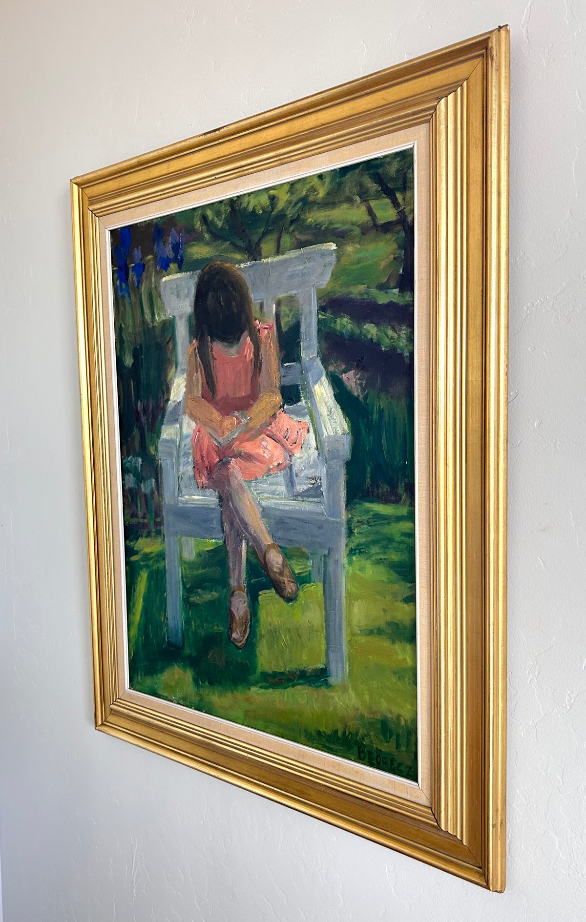 Girl writing in the garden 29.5” x 37”