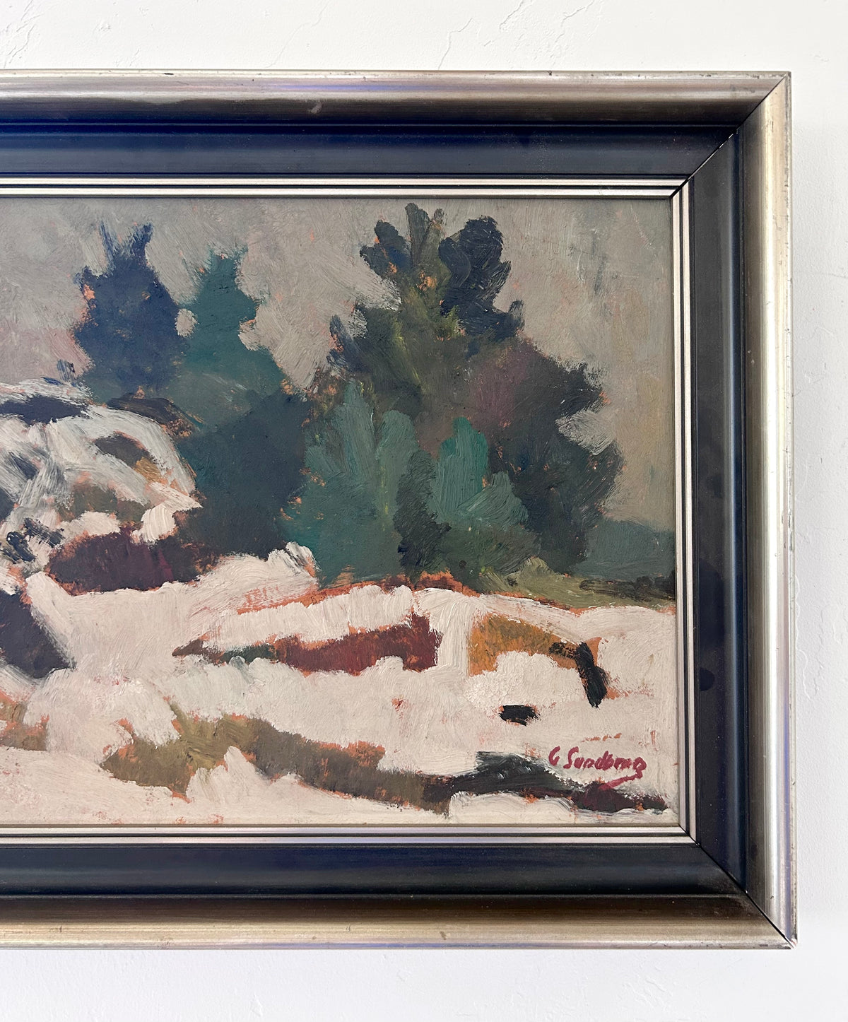 Abstract winter forest 17” x 14”