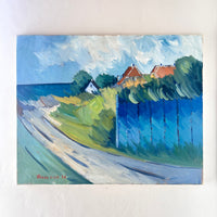 Mid century blue landscape 30" x 24"