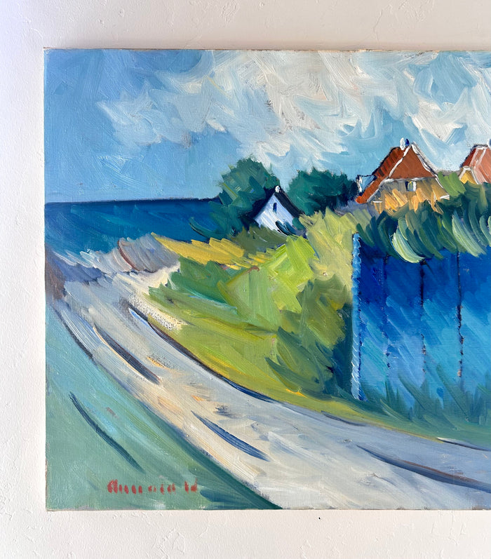 Mid century blue landscape 30" x 24"